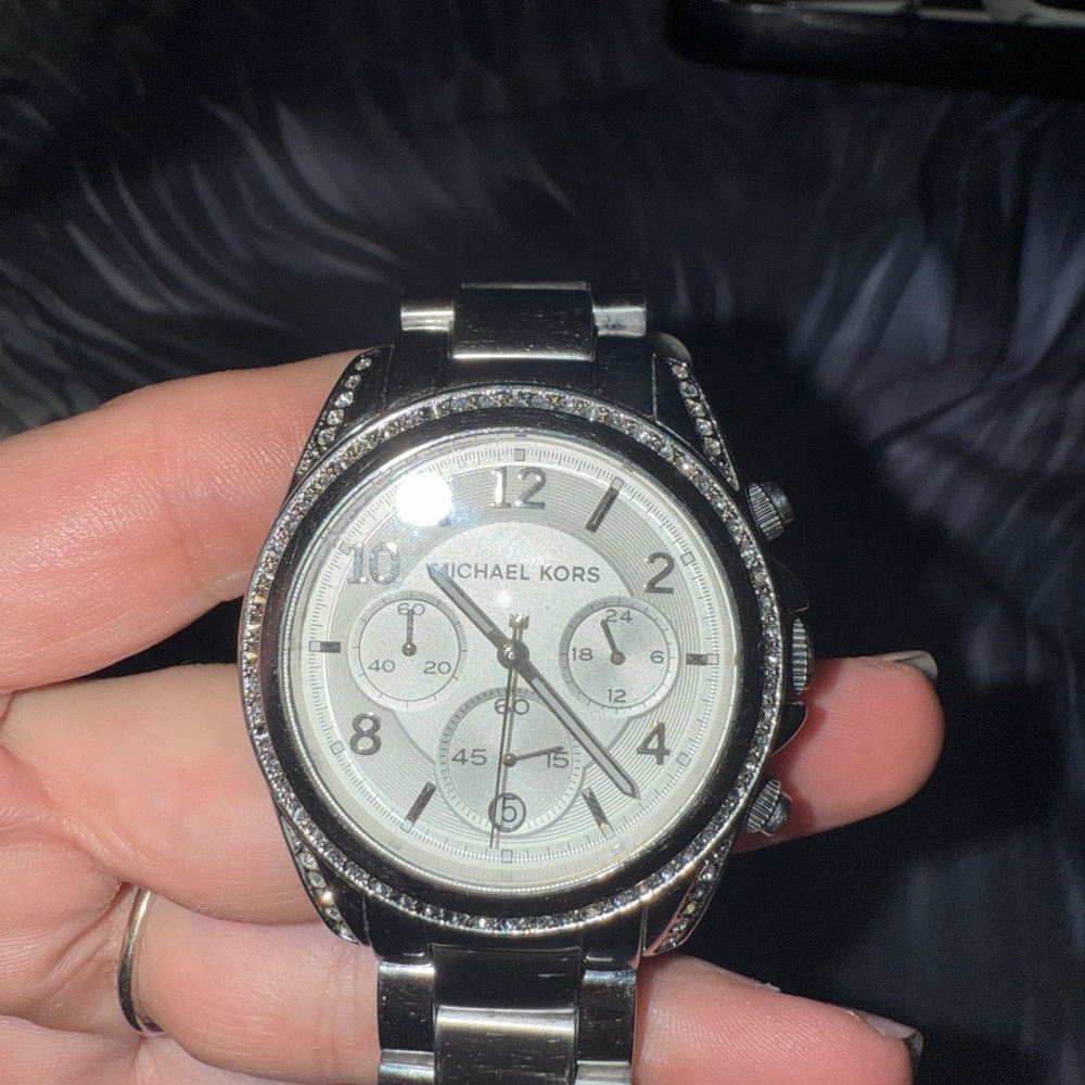 Michael Kors Black and Silver Chronograph Watch